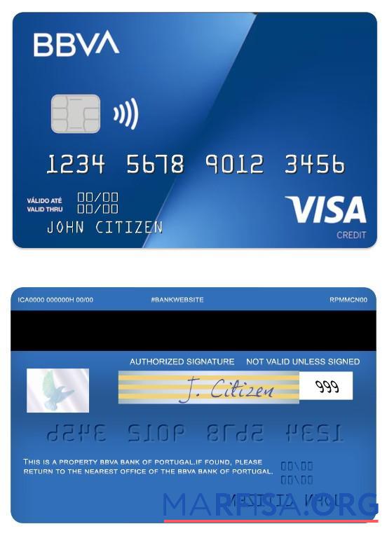 Realistic Portugal BBVA Bank visa credit card real example
